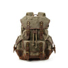 Canvas & Leather Travel Backpack – Waterproof, Large Capacity for School, Work & Hiking