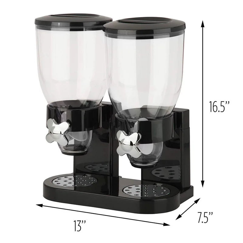 Dual-Control Dry Food Dispenser with Airtight Seal