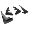 Set of black front and rear mud flaps for a Mazda CX-30, including splash guards.