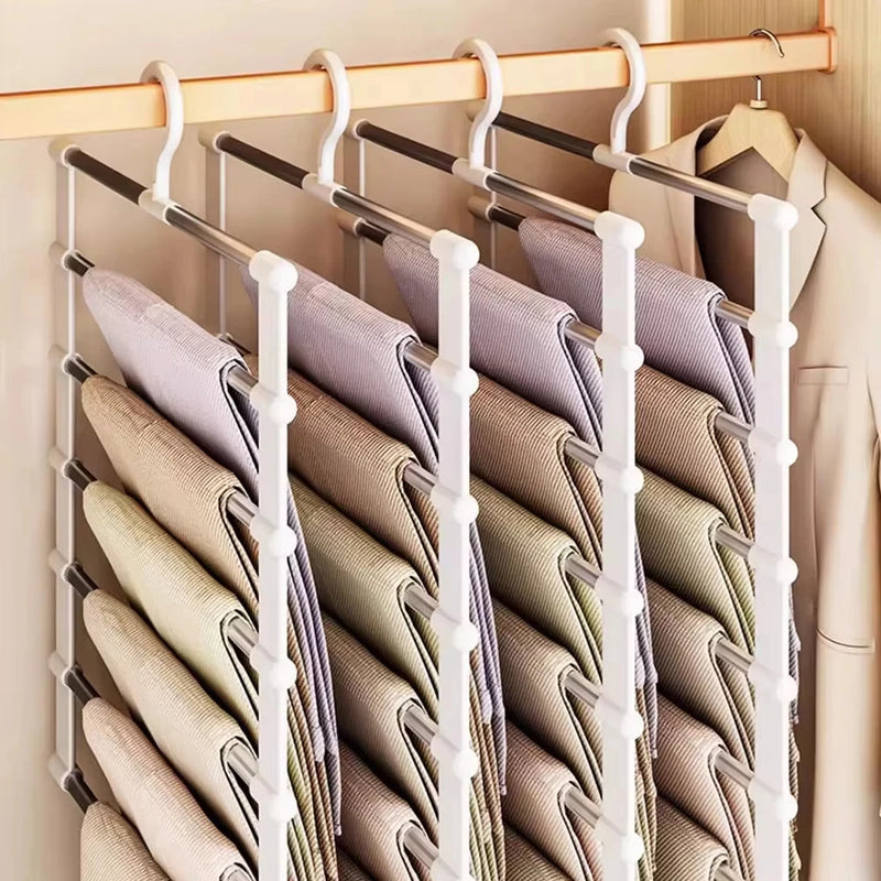 Foldable Multi-Layer Pants Hanger with Non-Slip Clips