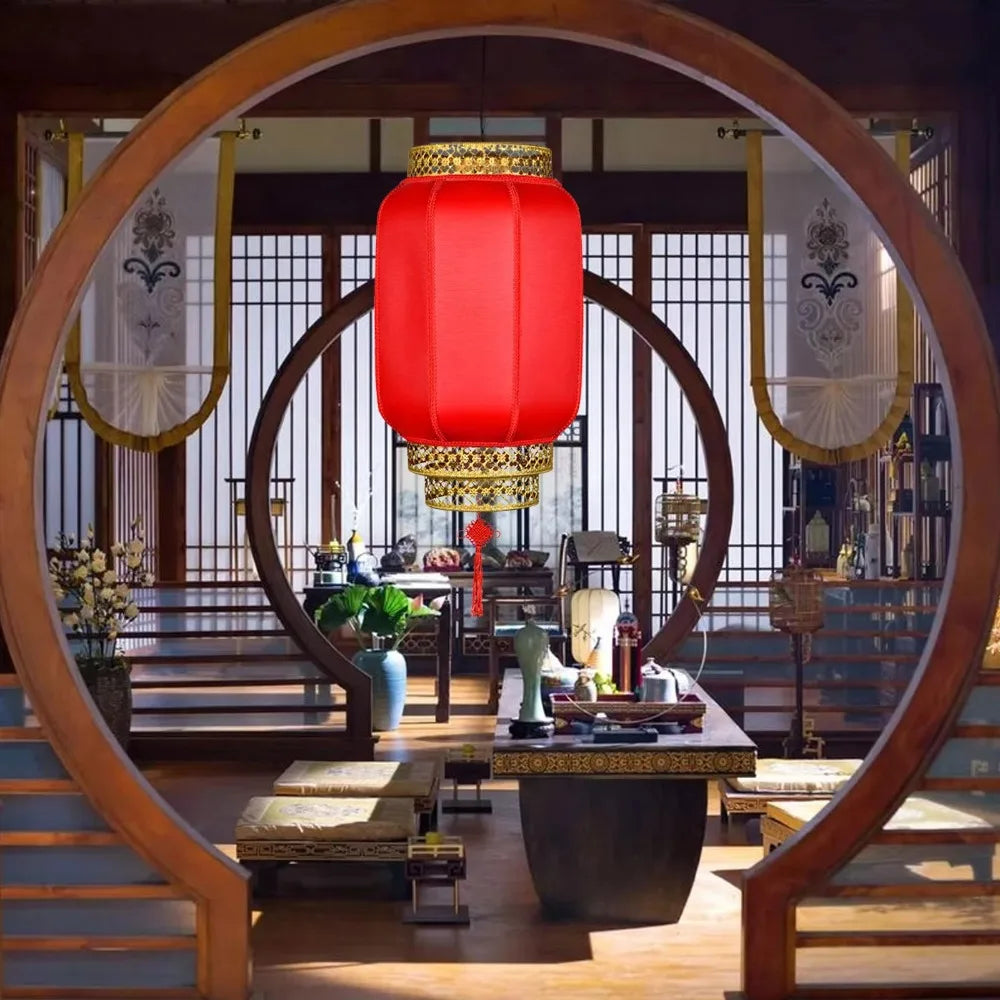 Classic Red Chinese New Year Lantern with Antiqued Finish