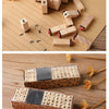 Vintage Wooden Rubber Stamp Set with Ink Pad