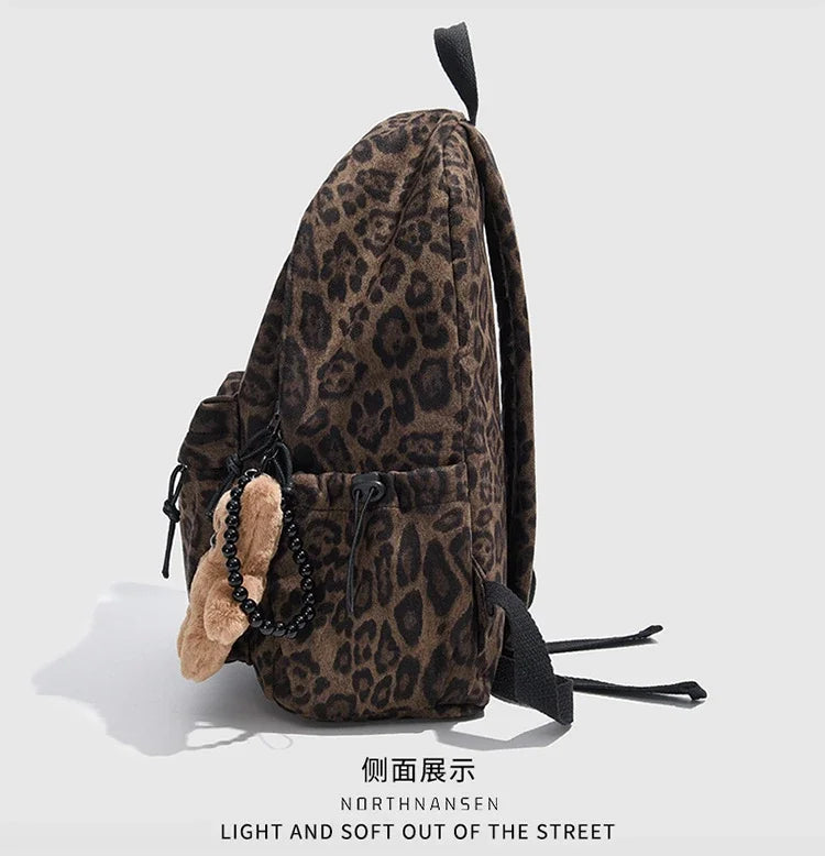 Leopard Print Casual Backpack for School & Daily Use