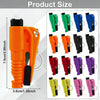 A set of 12 orange, green, blue, black, red, purple, and pink emergency tools for car escape and breaking windows.