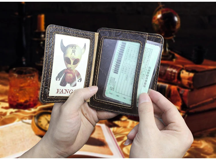 Handcrafted Cowhide Leather Card Wallet with Coin Pocket