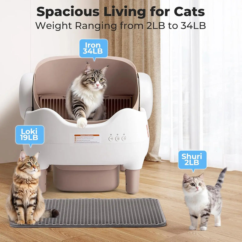 Smart Automatic Self-Cleaning Cat Litter Box with App Control