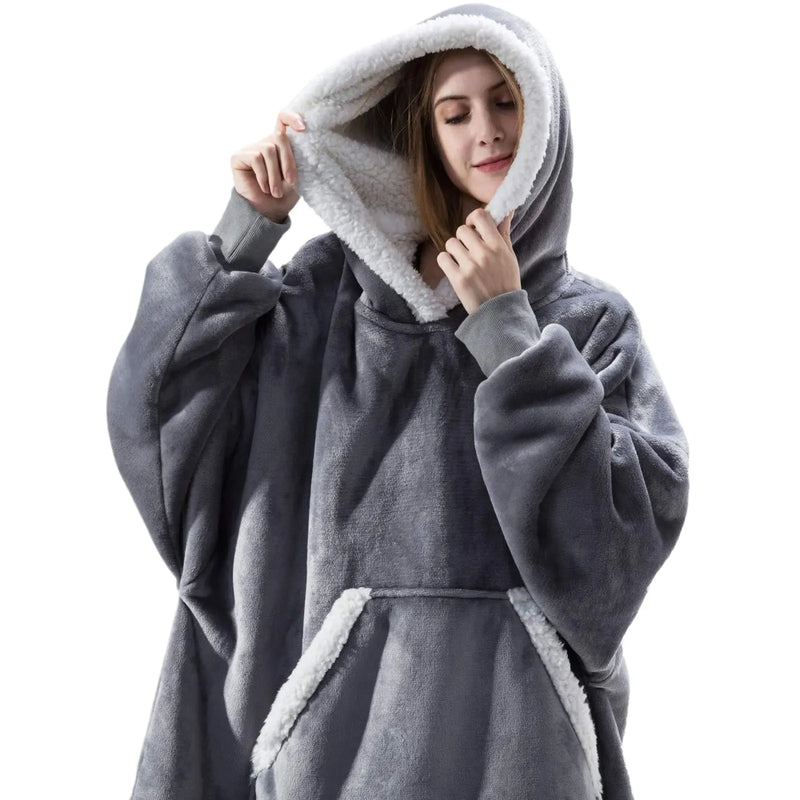 Oversized Flannel & Sherpa Blanket Hoodie