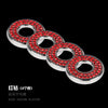 A set of four crystal rhinestone car door lock pull covers with silver metal rings.