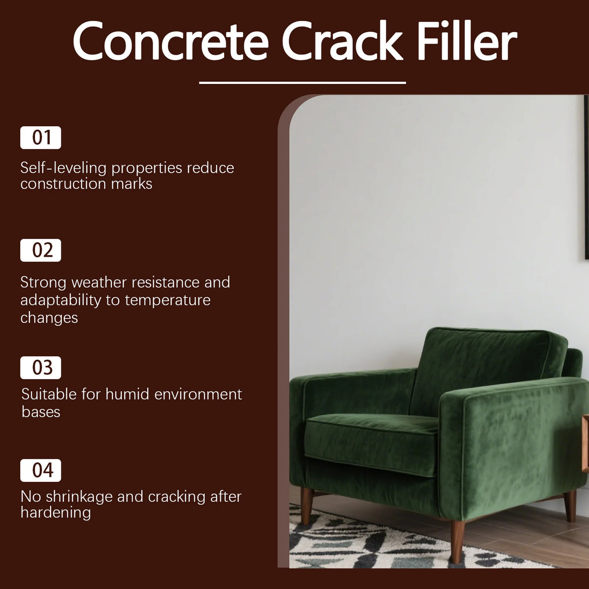 Self-Leveling Concrete Crack Filler & Waterproof Sealant