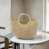 Handwoven Rattan Half-Moon Beach Bag