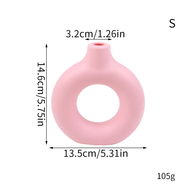 Donut-Shaped Decorative Plastic Vase for Home & Office