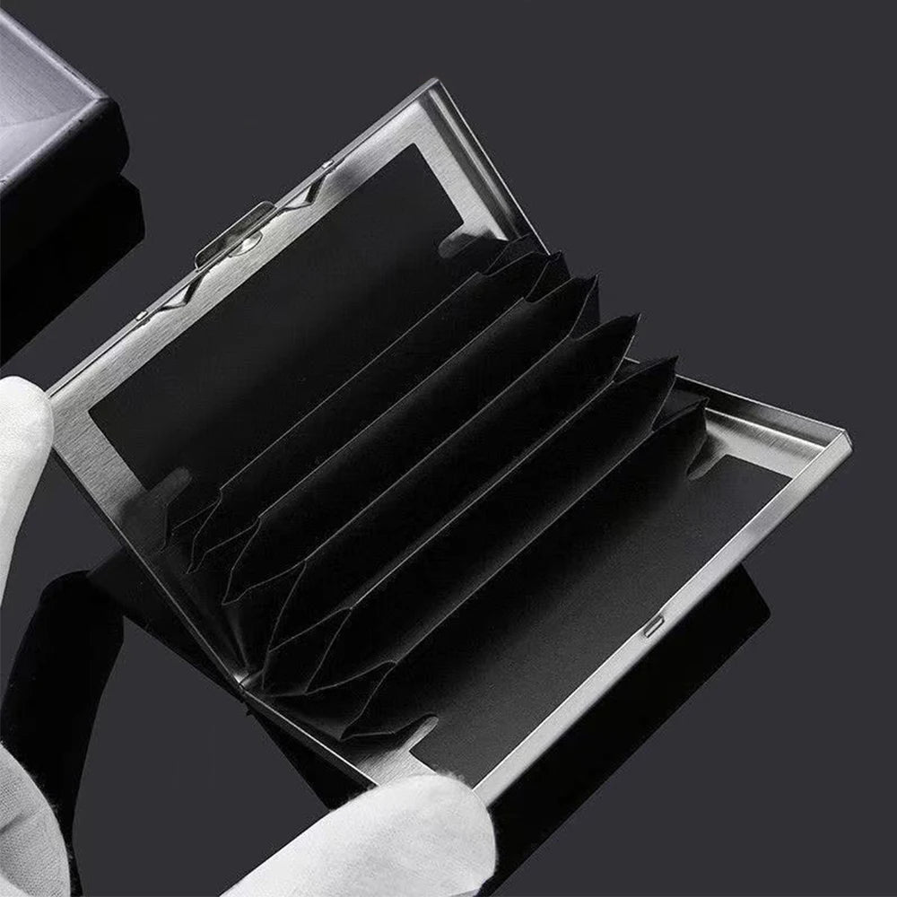Skull Print Stainless Steel Credit Card Holder Wallet
