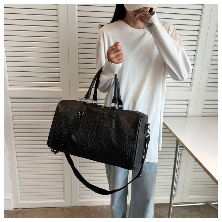 Crocodile Grain Large Capacity Travel Duffle Bag
