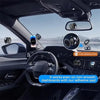 Magnetic car phone mount with 360° rotation and vacuum suction installed in a car interior.