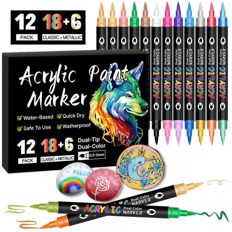 Dual-Tip Acrylic Paint Markers