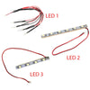 Kit containing three LED light strips for an RC car receiver parts set