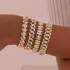 Bracelet Chaîne à Anneau de Papier Doré avec Pierres CZ