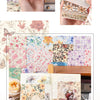 A vintage floral scrapbook paper pack featuring assorted sheets for journaling and crafts.