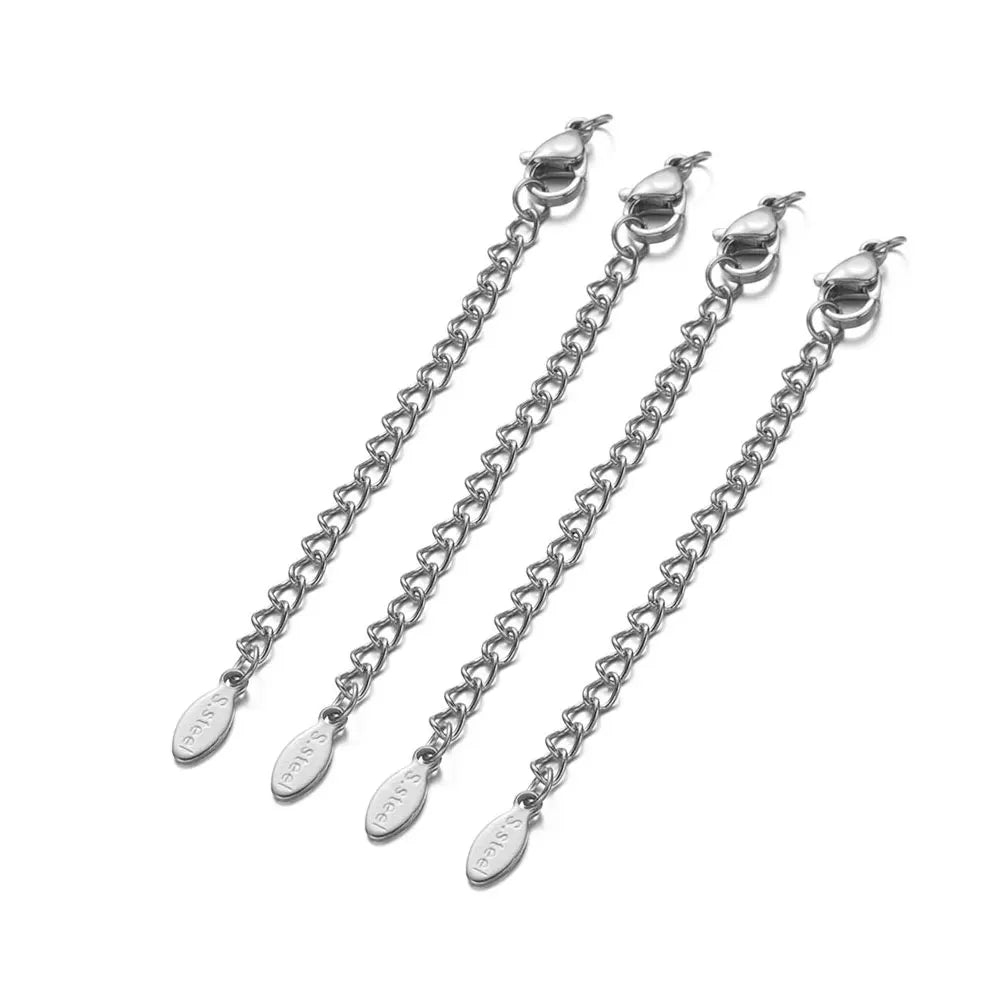 Stainless Steel Extension Chains with Lobster Clasps for Jewelry Making (10-Pack)