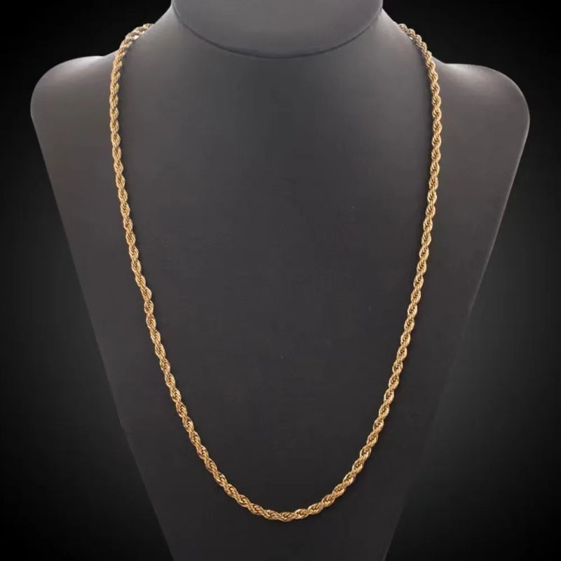 Collar de Cadena Trenzada de Plata de Ley con Baño de Oro de 18K
