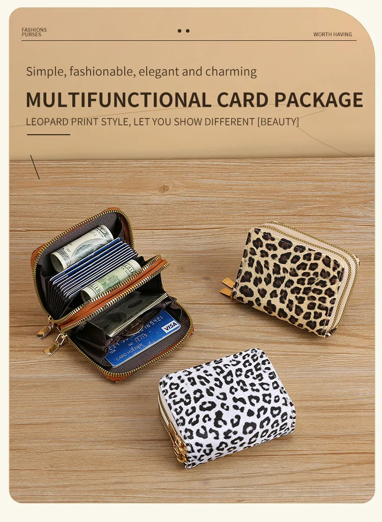 Leopard Print RFID Blocking Compact Wallet
