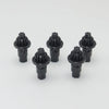 A set of five black replacement drivers for a Takara Tomy battling top.