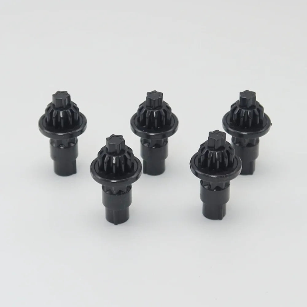 A set of five black replacement drivers for a Takara Tomy battling top.
