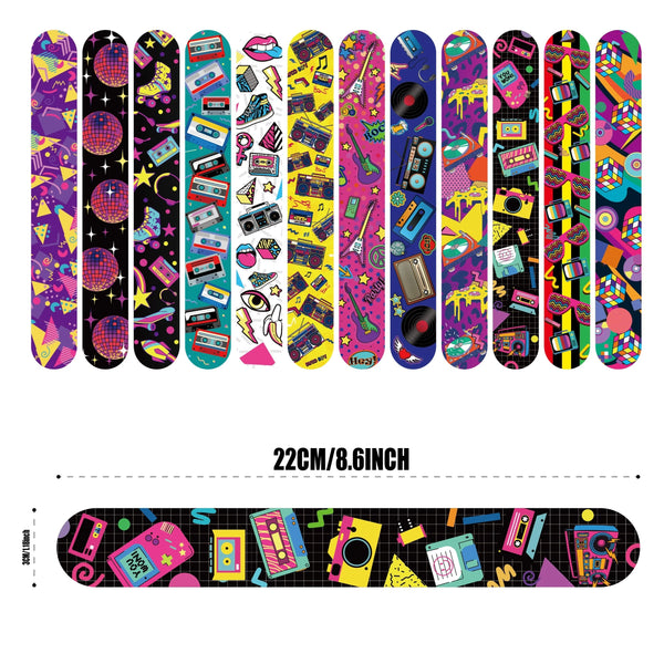 Retro 80s & 90s Slap Bracelets - 12 Pack