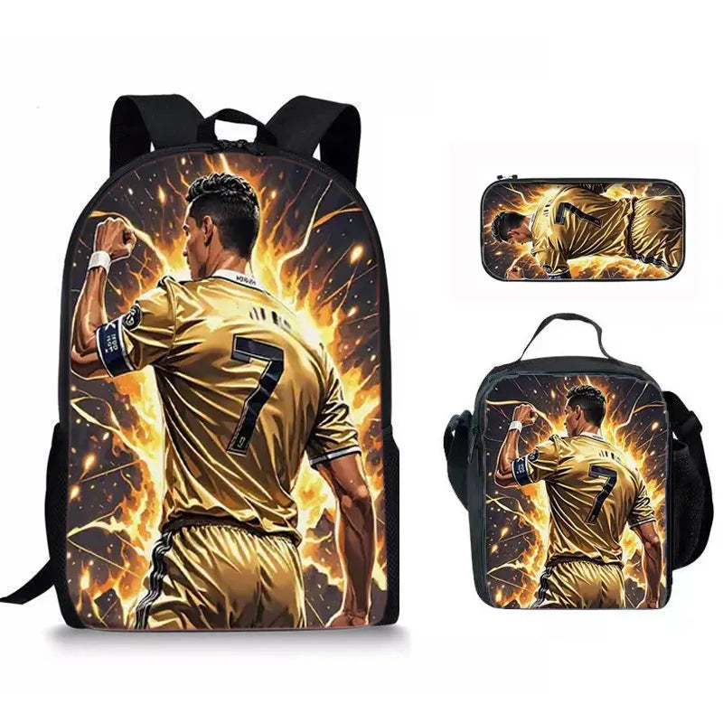 Soccer Star Backpack Set for Kids with Lunch Bag & Pencil Case