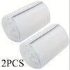 Two white mesh shoe washing bags with zipper closures