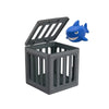 A gray plastic diving toy box with a lid open, containing multiple slots for floating animal figures.