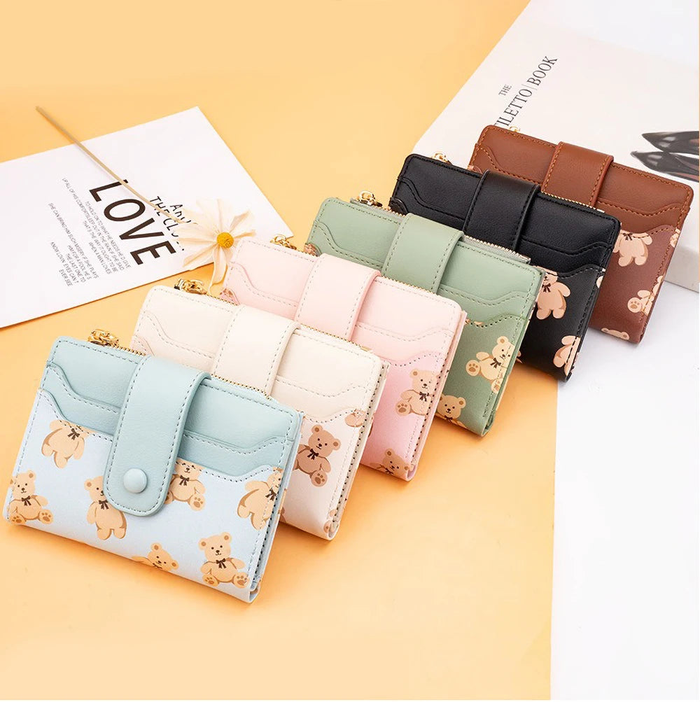 Compact PU Leather Wallet for Women with Card Slots and Coin Pocket