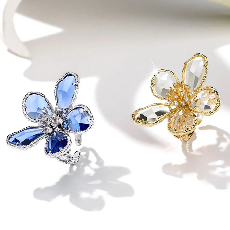 Crystal Flower Statement Ring
