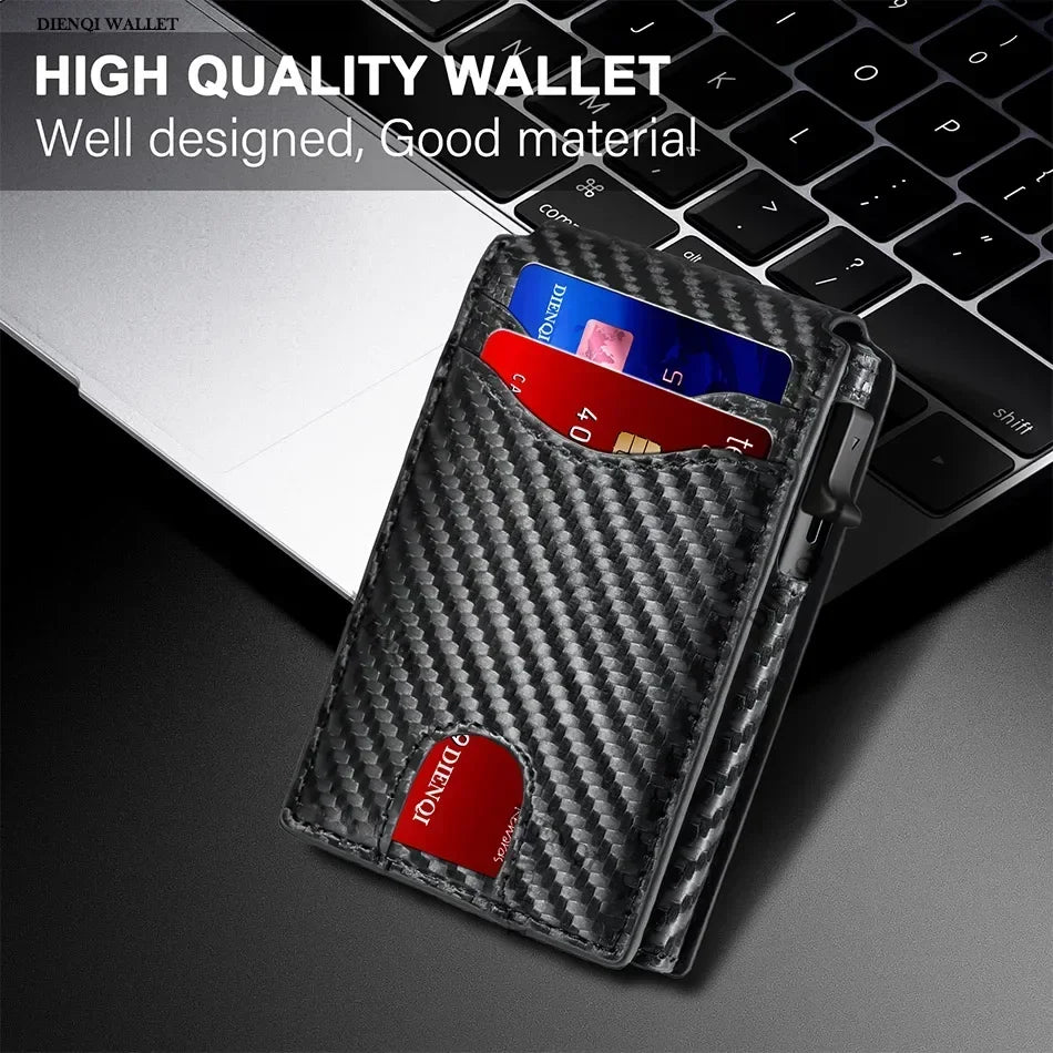 Slim RFID-Blocking Carbon Fiber Card Holder Wallet