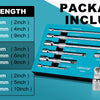 A blue package of 9-piece wobble socket extension sets with various lengths and a storage tray.