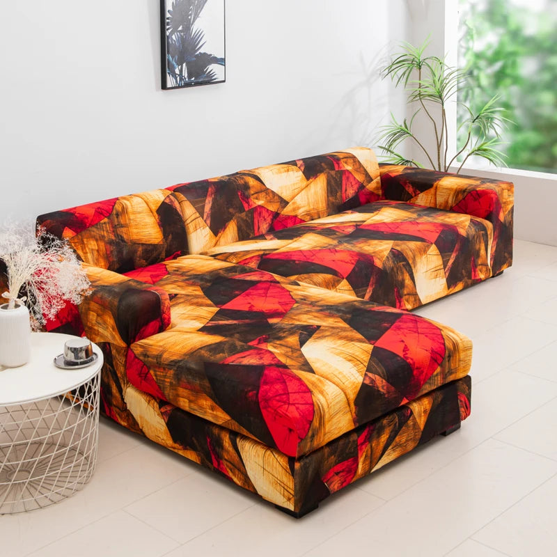 Printed Stretch Sofa Cover for L-Shaped and Corner Sofas
