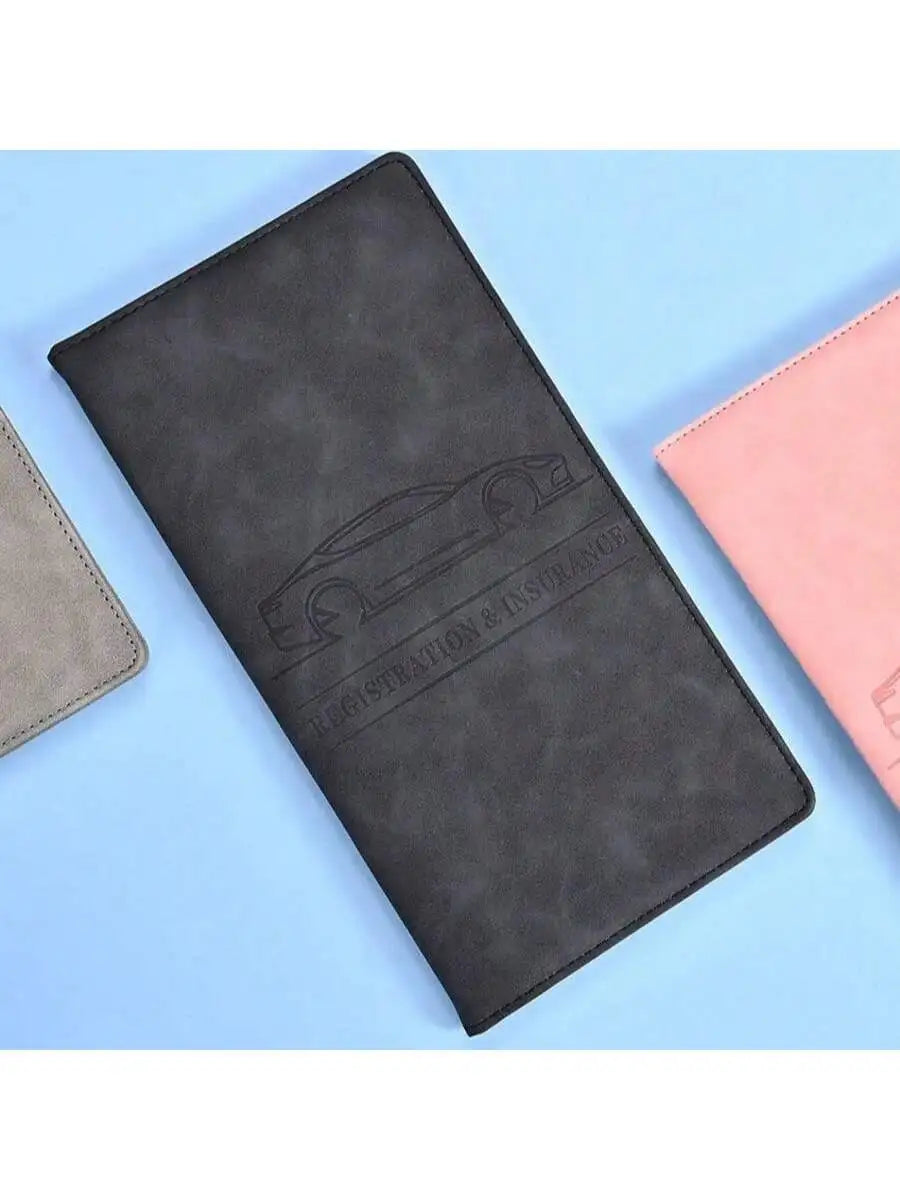 Car Registration & Insurance Card Holder – Leather Document Organizer for Glove Box