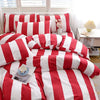 Red Striped Duvet Cover Set with Two Pillowcases