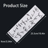 A rectangular sticker decal showing various guitar fretboard inlay designs with dimensions of 9cm/3.54in by 25.5cm/10.4in.