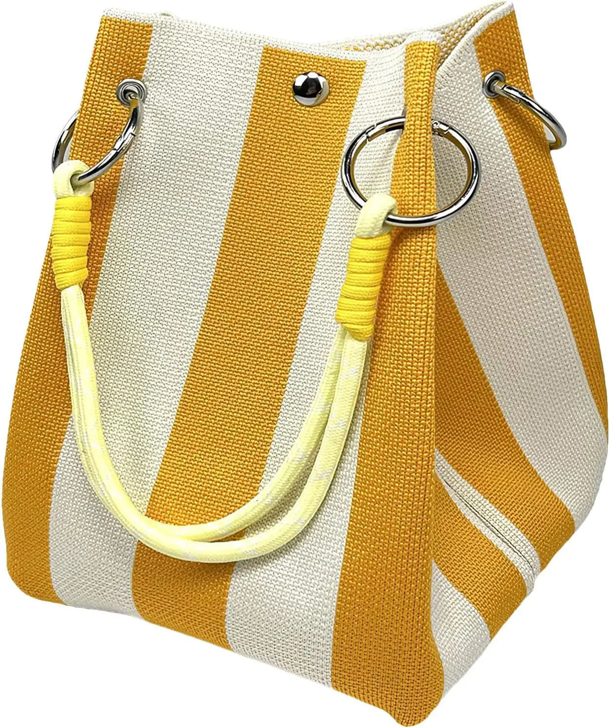 Mini Knitted Colorblock Bucket Bag with Detachable Handle