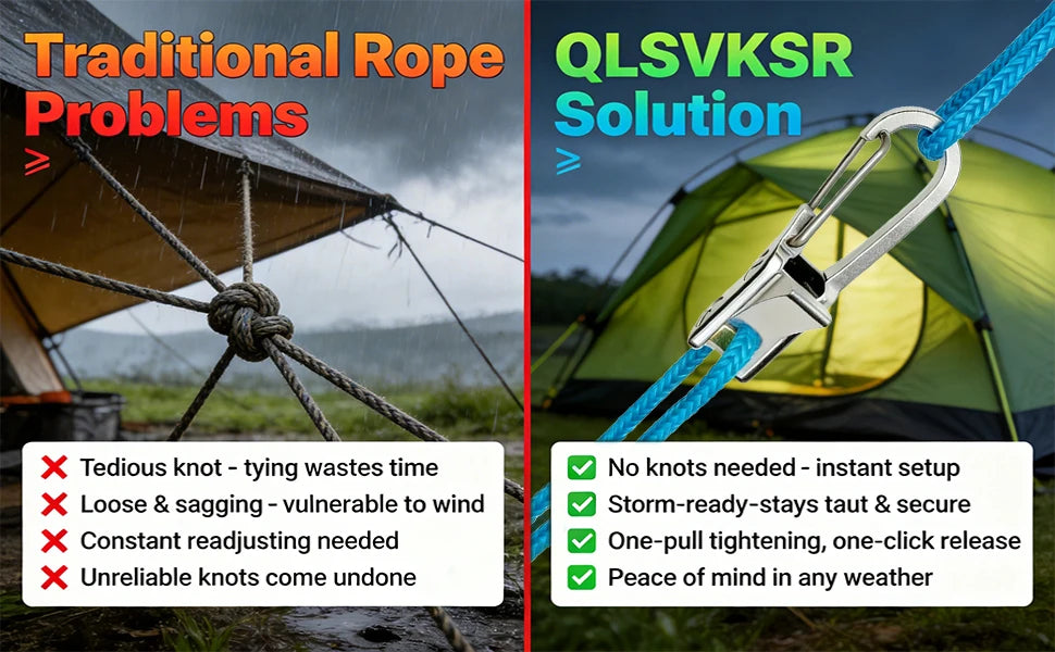 Retractable Rope Tie-Down with Quick-Lock Cam Buckle