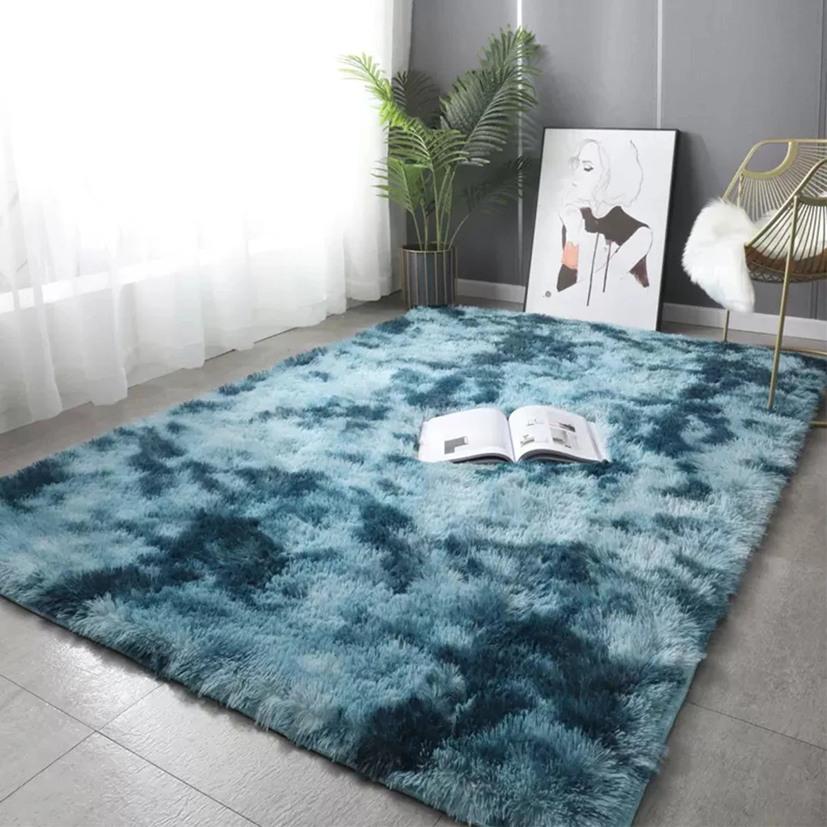 Plush Shaggy Area Rug for Living Room & Bedroom