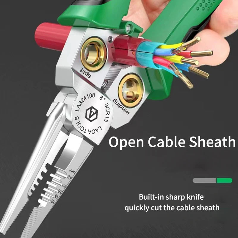 8-in-1 Multifunctional Wire Stripping Pliers with Electrical Test Function