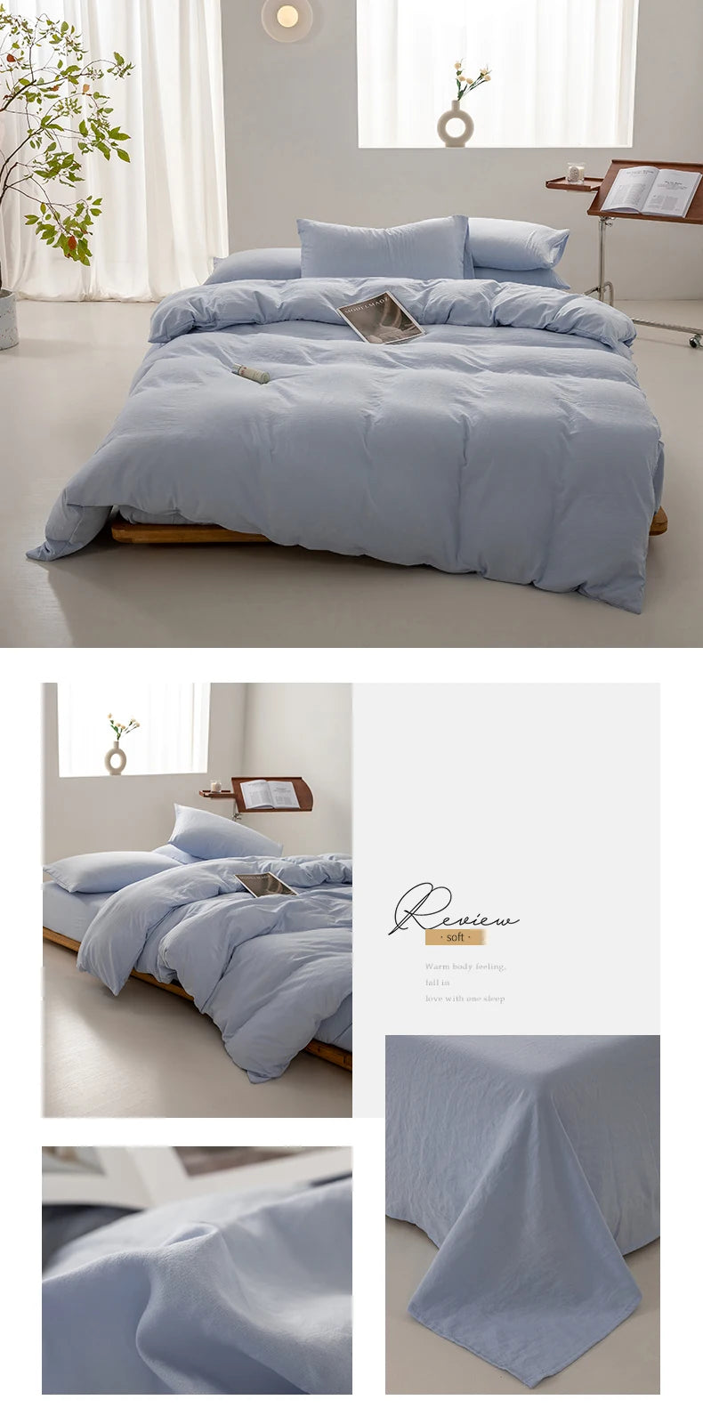 Washed Cotton Duvet Cover – Minimalist Solid Color Bedding
