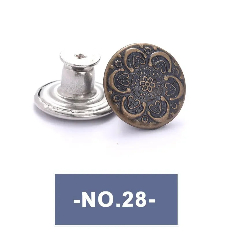 No-Sew Replacement Jeans Buttons - 17mm Metal Snap Buttons