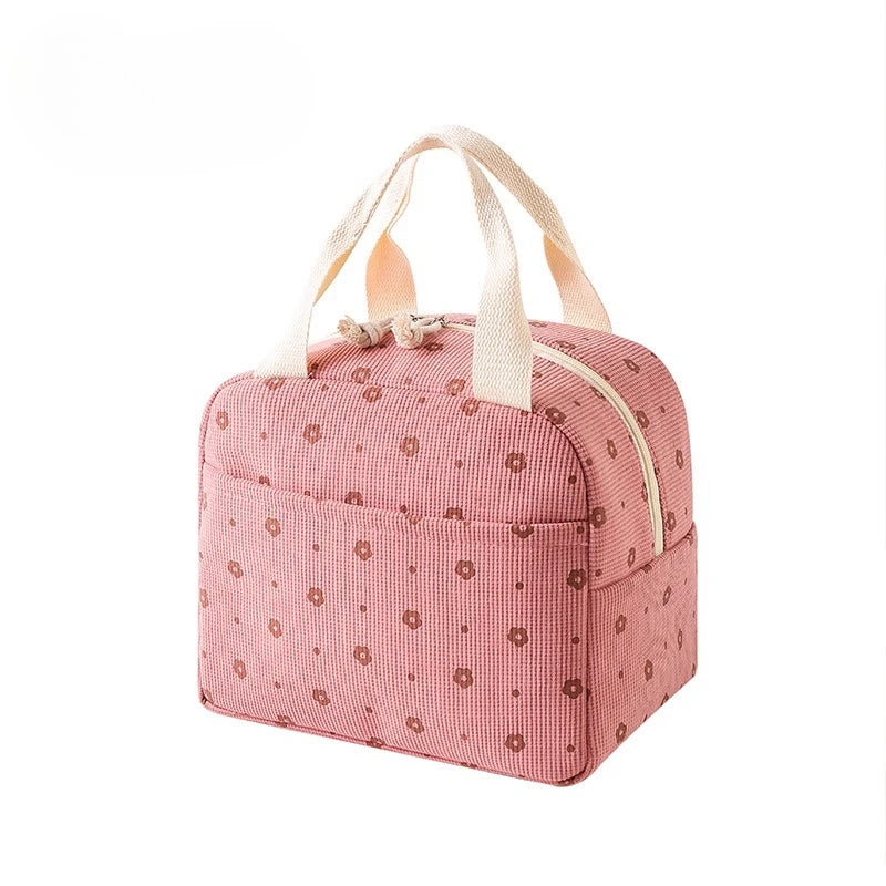 Isolier-Lunchtasche aus Cord mit Blumenmuster