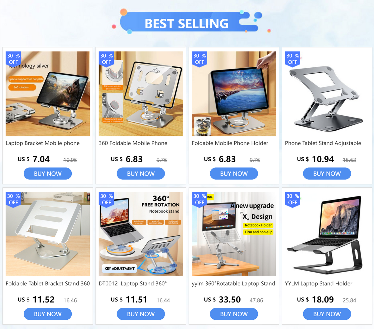 Foldable 360° Rotating Tablet and Phone Stand with Height Adjustment