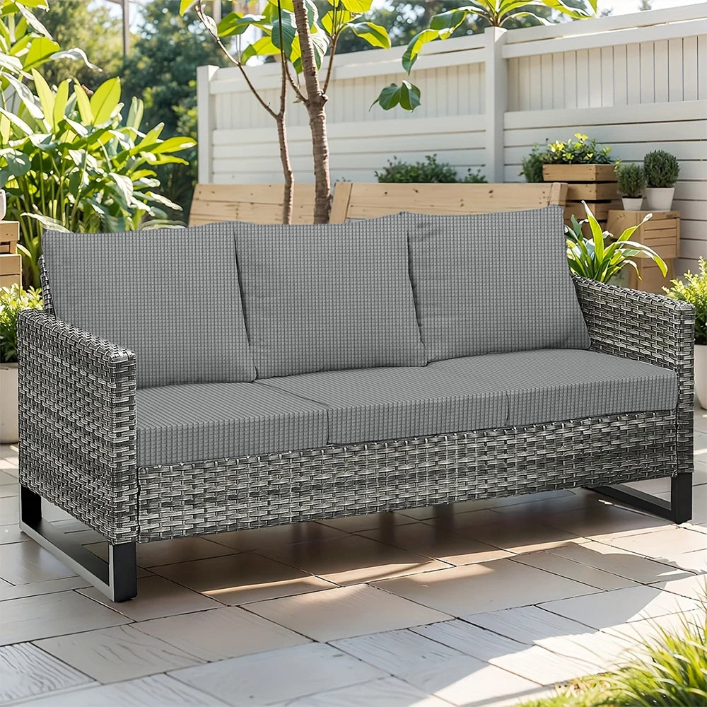 Waffle Jacquard Water-Resistant Sofa Slipcover with Elasticized Fit