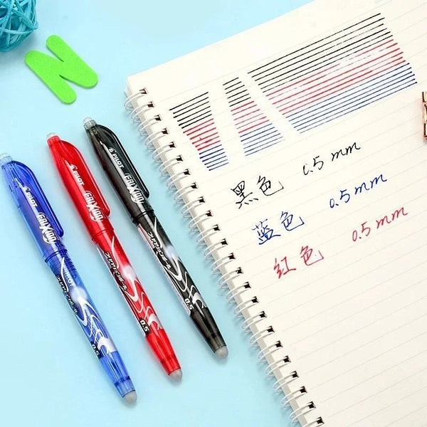 Erasable Gel Pen Refill Set - 0.5mm Tip (Blue, Black, Red)