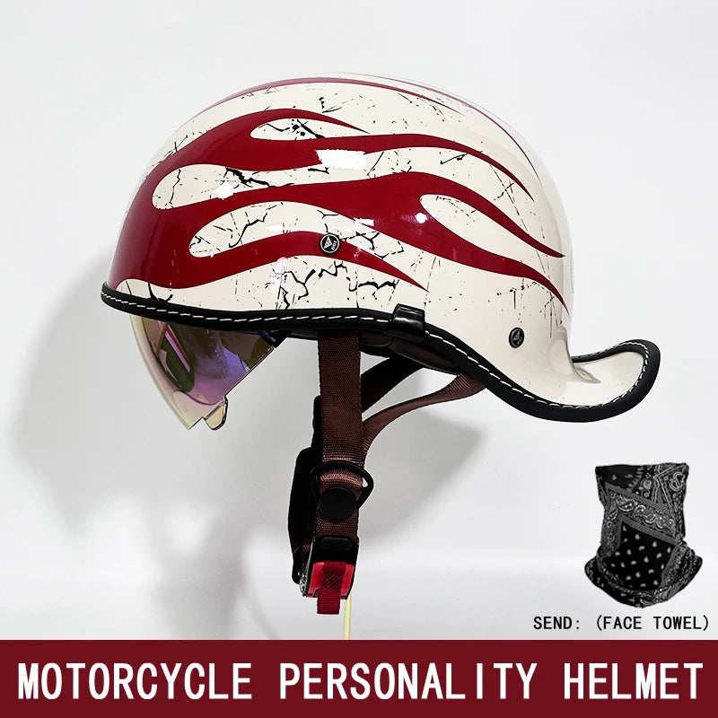 Retro Half Helmet for Men and Women – Lightweight Commuter Cruiser Motorcycle Helmet
